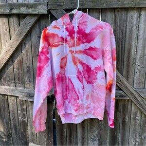 NEW Pink & Coral Tie Dye Unisex Hoodie Small